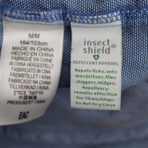 Exofficio Insect Shield Shirt Mens Medium Blue Cotton/Poly L/S Repellent Apparel - Picture 9 of 15